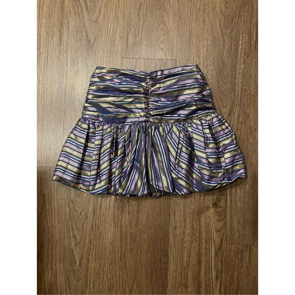 Zara Metallic Striped Balloon Hem Mini Skirt Size: S - Picture 2 of 4